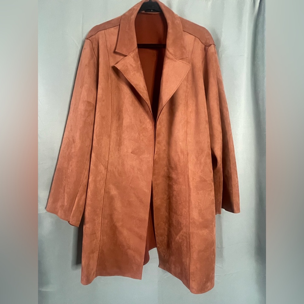 Tahari Tan Cape Jacket with Suede Finish